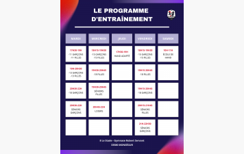 Les Plannings des entrainements