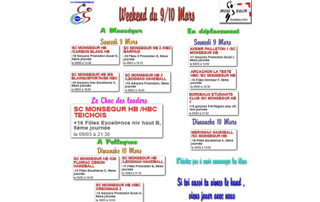 Week end du 9/10 Mars 2019