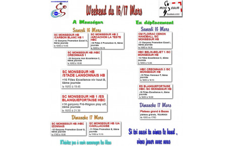 Week end du 16 mars