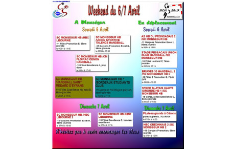 Week end du 6/7 Avril