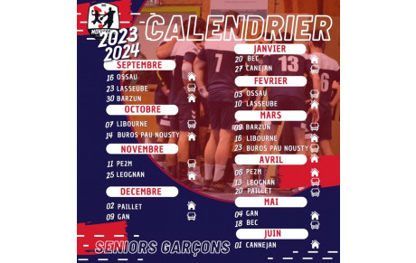 Calendrier Seniors Garçons